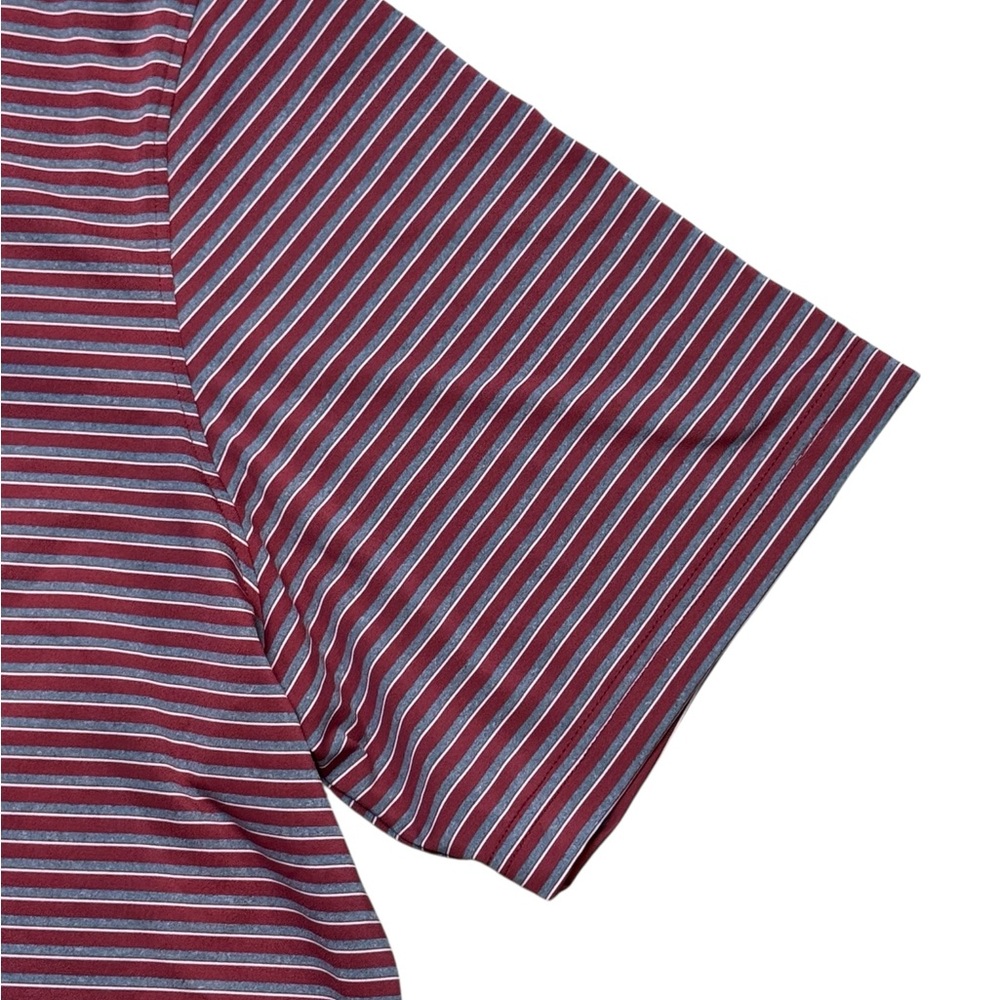 Stitch Men’s Maroon Grey Striped Golf Stretch Performance Polo, XXL - Picture 6 of 9